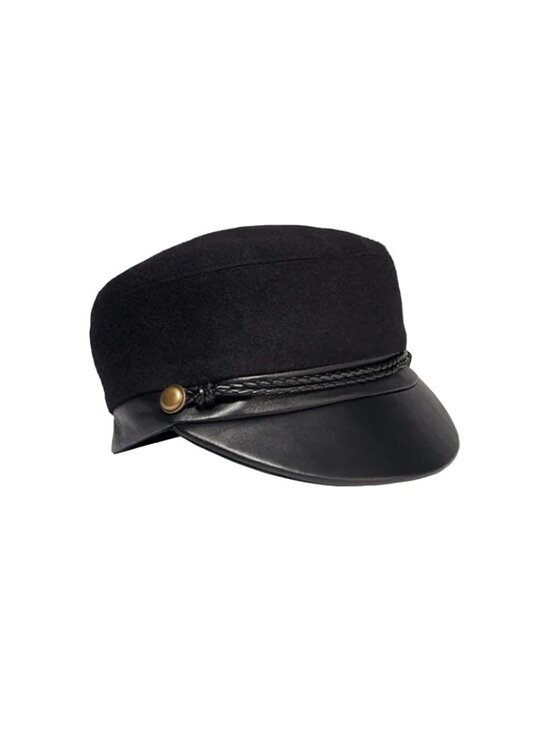 Eugenia Kim Accessories - Eugenia Kim Elyse Black Camel Hair & Leather Fisherman Fiddler Cap Sz 7-1/8